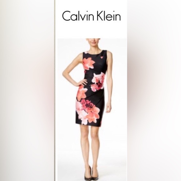 Calvin Klein - Black Floral Midi Dress - Picture 5 of 5